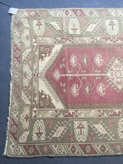 4x6 feet green turkish living room floor wide rug, handmade wool large entryway carpet, vintage oushak big bedroom area rug, red bohem rug