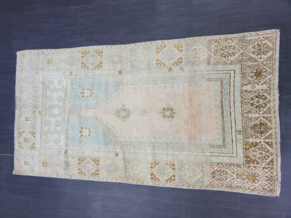 OUSHAK RUG, TURKISH 2.9 x 5.2 Antique Rug,  Vintage  Rug, Antique Rug Wool Handknotted Rug,  Handmade Rug,Vintage Turkish Rug