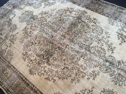 9.8 x 6.5 Large Oushak Rug, Vintage Rug Oushak Rug , Wool  Rug Turkish  Rugs Persian Rug Muted Persian Rug