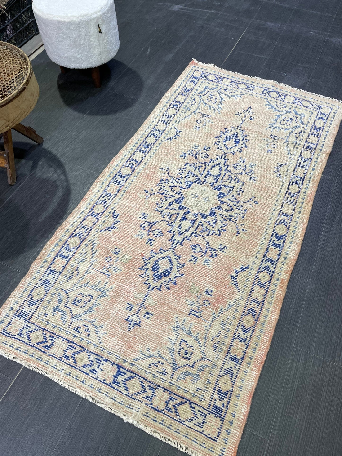 Antique Rug, Vintage 2.8 x 5.5 Rug, Turkish Wool Rug, Oushak Rug, Distressed Rug, Hand Knotted Rug, Persian Rug, Handmade Rug