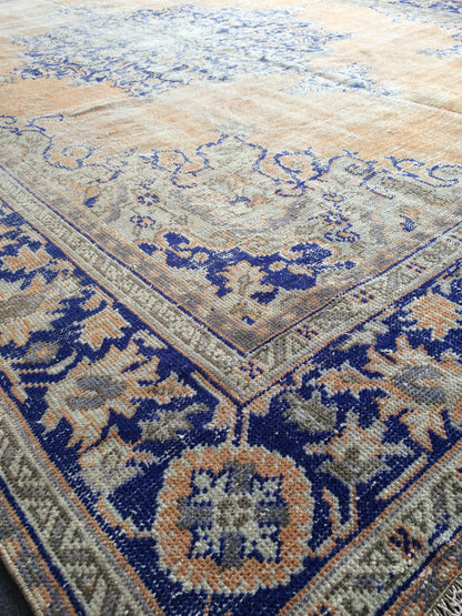 7.7 x 11 Large OUSHAK RUG TURKISH  Rug  Distressed   Rug Vintage Rug Wool Oushak Rug Hand Made Rug 8 by 11 Turkish Rug 8x11
