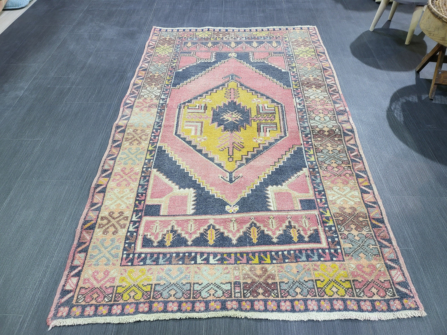3.6 x 6 Hand Knotted Rug,  Handmade Rug, Oushak Rug,  Natural Wool Rug, Oriental Rug Plush Turkish Rug, Farmhouse Rug, Vintage Persian rug