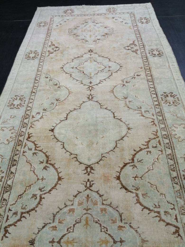 Muted Vintage Runner Rug 12.6 x 4.9 Muted Hallway Runner Rug Kitchen Runner Rug Muted Wool Runner Rug Muted Oushak Rug 12.6x4.9