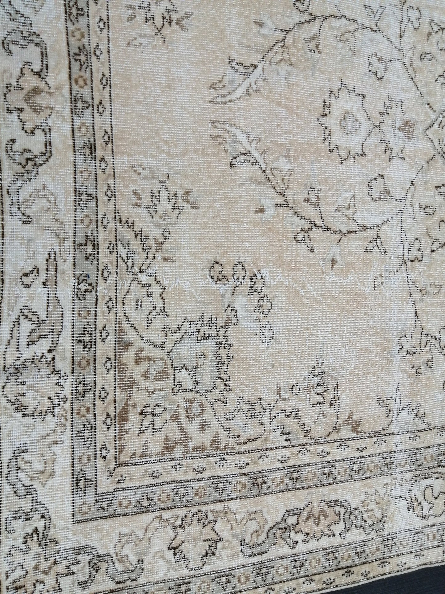 Neutral Rug 6.5 x 9.6 Neutral Vintage Oushak Rug Muted Vintage Rug Wool Muted Oushak Rug Hand Made Rugs Vintage Turkish Rug