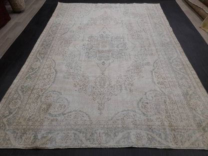 DISTRESSED Hand Made Rug 7X10 Vintage Turkish  Rug Natural wool Rug ORIENTAL Rug, Living Room Rug, Oushak Rug, Hand Knotted Rug Antique Rug