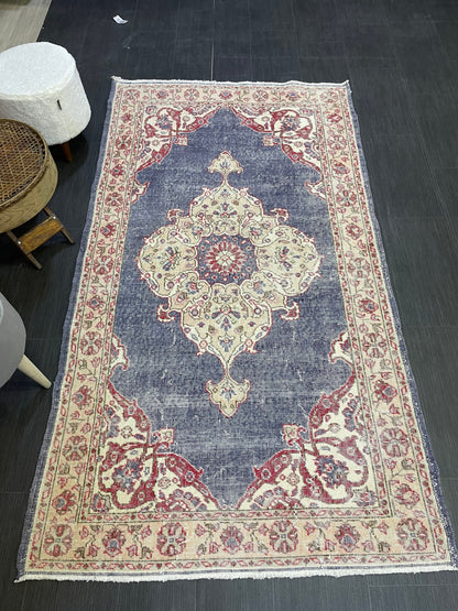 Persian Rug, Turkish Rug, Antique 4x7 Rug, Neutral Rug, Oushak Rug, Hand knotted Rug, Distressed Rug, Vintage Rug, Handmade Rug, woven rug.