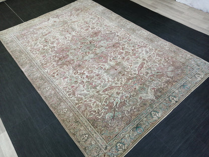 9.2 x 6.2 OUSHAK RUG TURKISH Oushak Rug Vintage Oushak Runner Rug 9x6 Vintage Persian Rug Wool Oushak Rug Hand Made Rugs Vintage Turkish Rug
