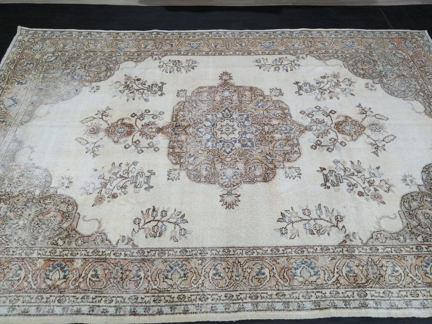 Vintage Rugs TURKISH HAND MADE Rugs   Vintage Turkish Rugs   Orienta Rug 7 x 10.4 Traditional Rug,  Vintage Persian Rug, Wool Rug