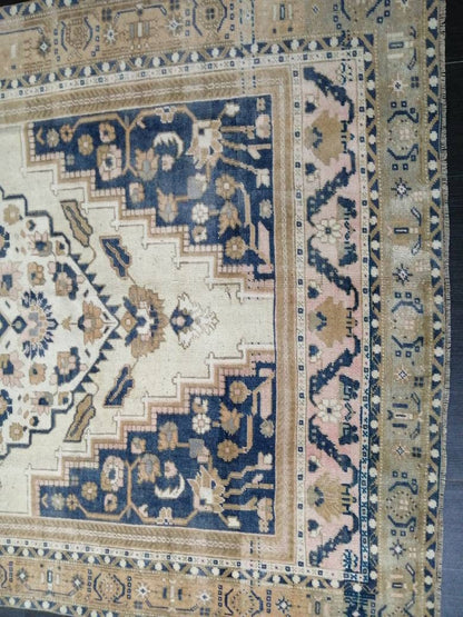 Vintage Oriental RUG 5.5 x 9 Oushak Rug Turkish Vintage Persian Rug Navy Vintage Rug Fine Wool Oushak Rugs Turkish Rug Muted Living room Rug