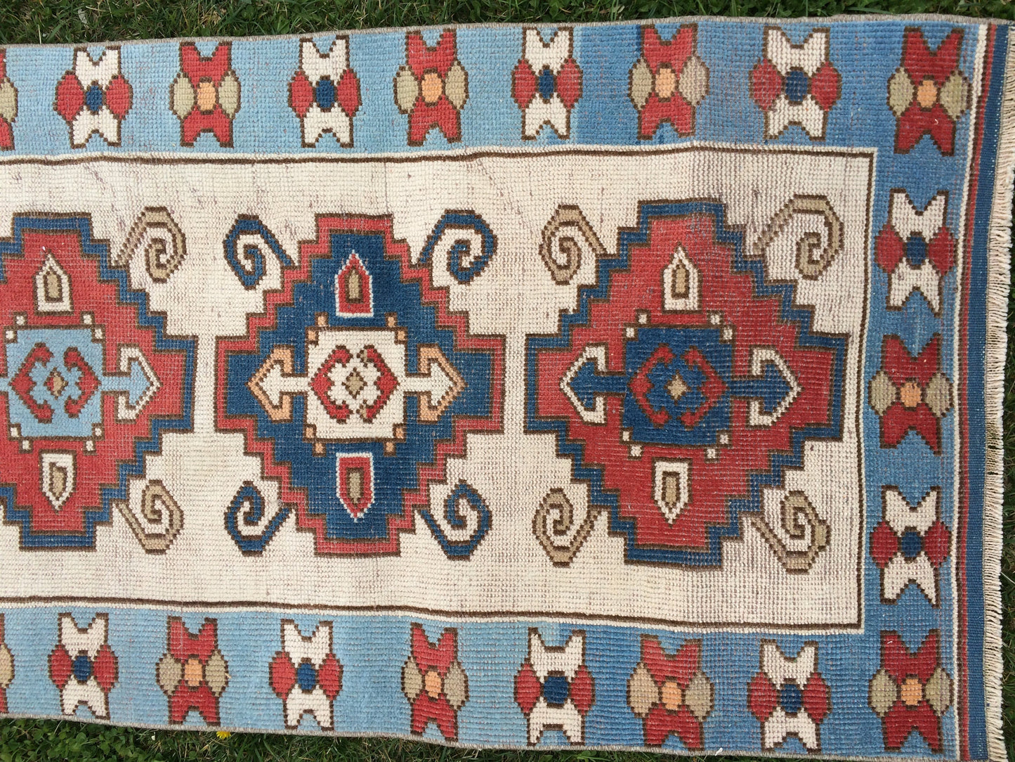 BLUE oushak Rug Turkish Runner Rug 8.4 x 2.7 Runner Rug Vintage Runner RugsOushak  Runner Rug Earth Tones Rugs Rustic Runner Rug