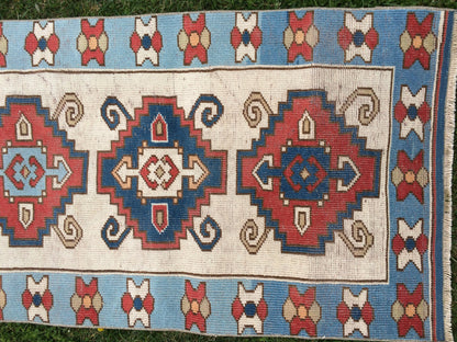 BLUE oushak Rug Turkish Runner Rug 8.4 x 2.7 Runner Rug Vintage Runner RugsOushak  Runner Rug Earth Tones Rugs Rustic Runner Rug