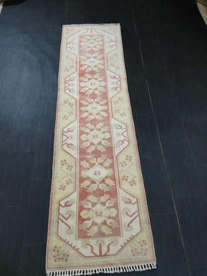 Muted Oushak Runner 2.5 x 9.5 Kitchen Runner Rug Wool Runner Rug Wool Oushak Rug Turkish Runner Rug Vintage Runner Rug Hallway Runner Rug