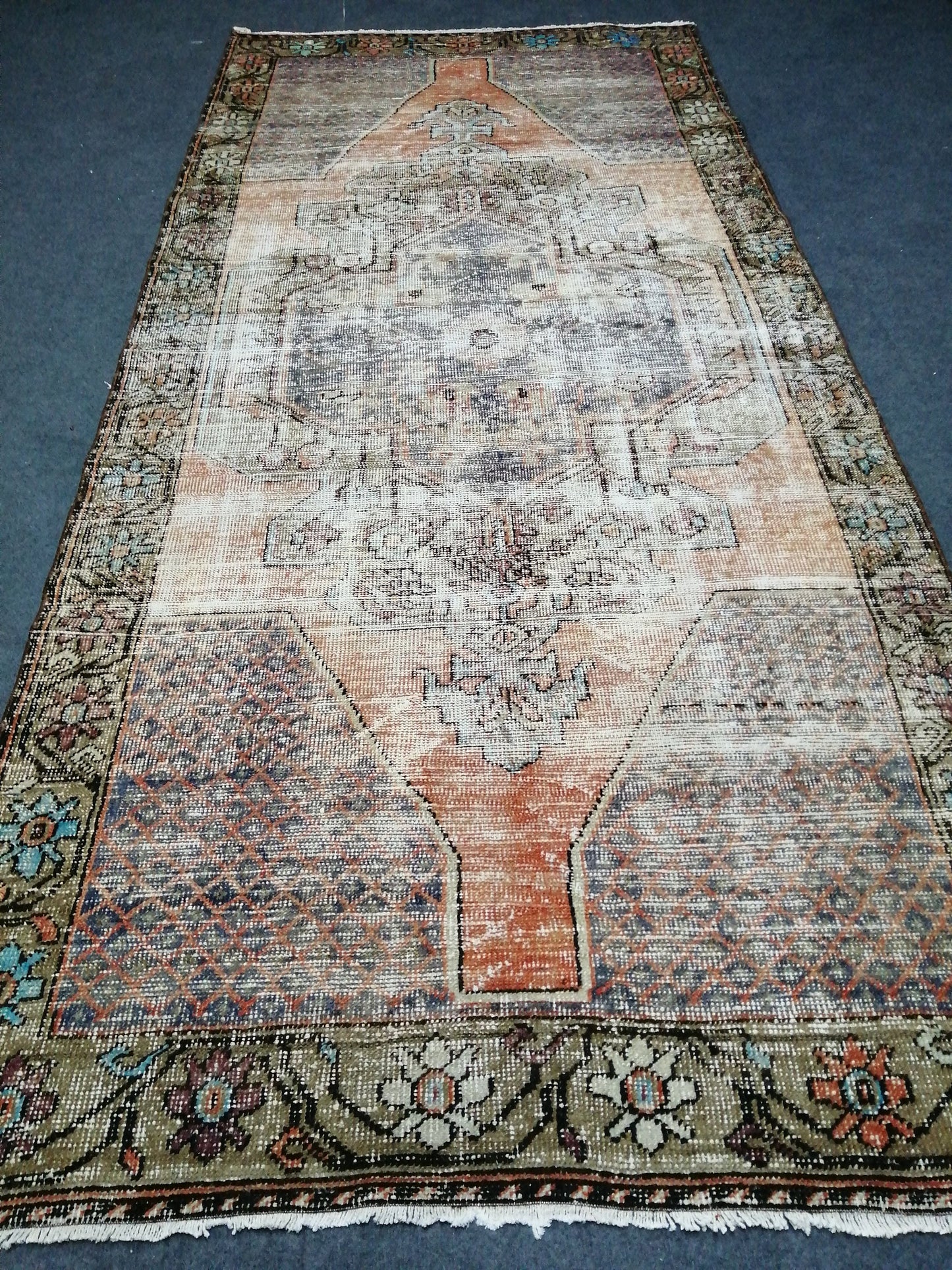 4.3 x 9 Vintage Rugs  TURKISH HAND MADE Rugs   Vintage Turkish Rugs   Oushak Rug   Traditional Rug, Turkish Oushak Rug, Vintage Oushak Rug