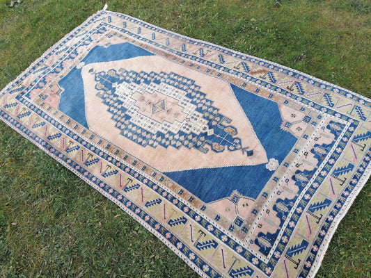 Turkish rug, bohemian rug, vintage rug, turkish oushak rug 10'7x5'9 ft