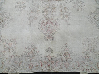 Oriental Rug 7x11 Vintage Turkish Rug Oushak Rug Turkish  Rug, Distressed Persian Rug, Distressed Wool large Neutral Rug 11 x 7