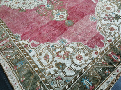 4.3 x 8.5 Vintage Oushak  Rug Muted  Vintage  Rug Wool Oushak Rug Hand Made Rugs Vintage Turkish Rug Living Room Rug