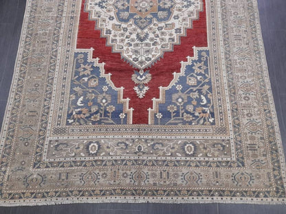 Vintage Oriental RUG 6 x 9.5 Oushak Rug Turkish Vintage Persian Rug Navy Vintage Rug Fine Wool Oushak Rugs Turkish Rug Muted Living room Rug