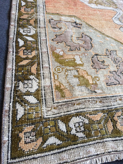 OUSHAK RUG TURKISH Oushak Rug Vintage Oushak Runner Rug Vintage Runner Rug Wool Oushak Rug Hand Made Rugs Vintage Turkish Rug