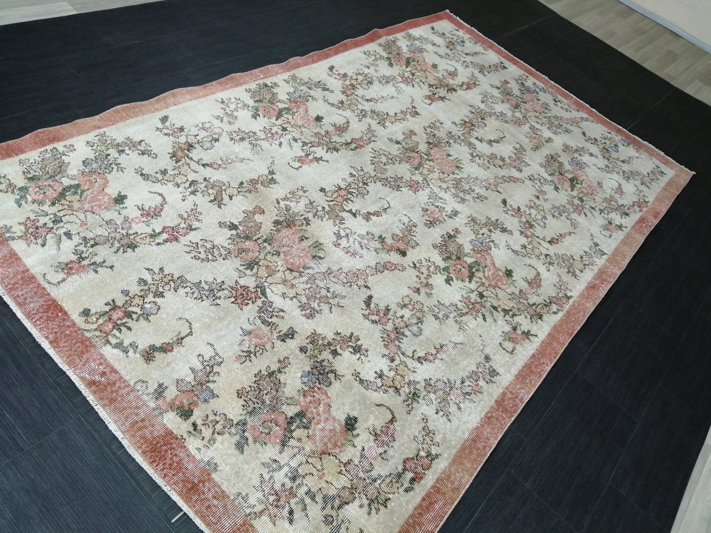 9.7x5.7 Floral Oushak Runner Rug Turkish Runner Rug Vintage Runner Rug Hallway Runner Rug Kitchen Runner Rug Wool Runner Rug Wool Oushak Rug