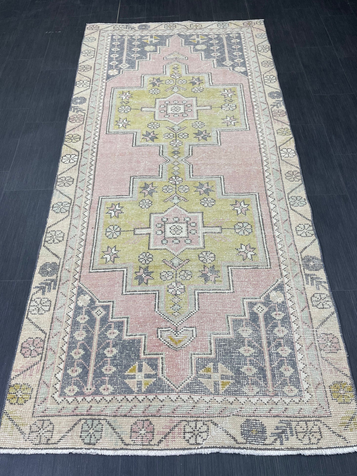 Vintage RUG 4 x 8.7 TURKISH Rug Oriental Rug Vintage Oushak Rug Vintage Persian Wool Rug Hand Made Rugs Vintage Turkish Rug Discounted Rugs