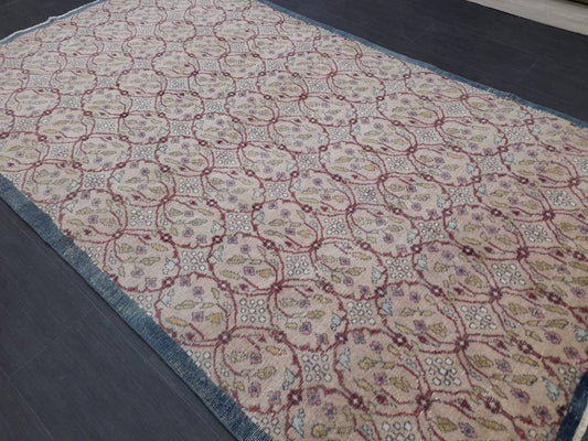 Hand Made Vintage Rug, Rustic Rug 5 x 8.7 Vintage Turkish Rug, Farmhouse Rug, Vintage Oriental Rug, Wool Hand Knotted rug Oushak rug