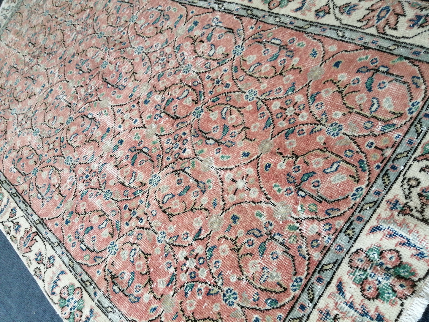 Hand Made Rug, Oushak Rug , Wool  Rug  Vintage Rug Floral Rug, Turkish Rug