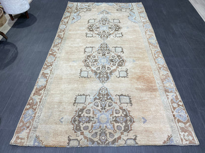 Turkish Rug, Muted Handknotted 4.5 x 8.3 Rug, Handmade Rug, Persian Rug, Vintage Wool Rug, Turkish Kitchen Rug
