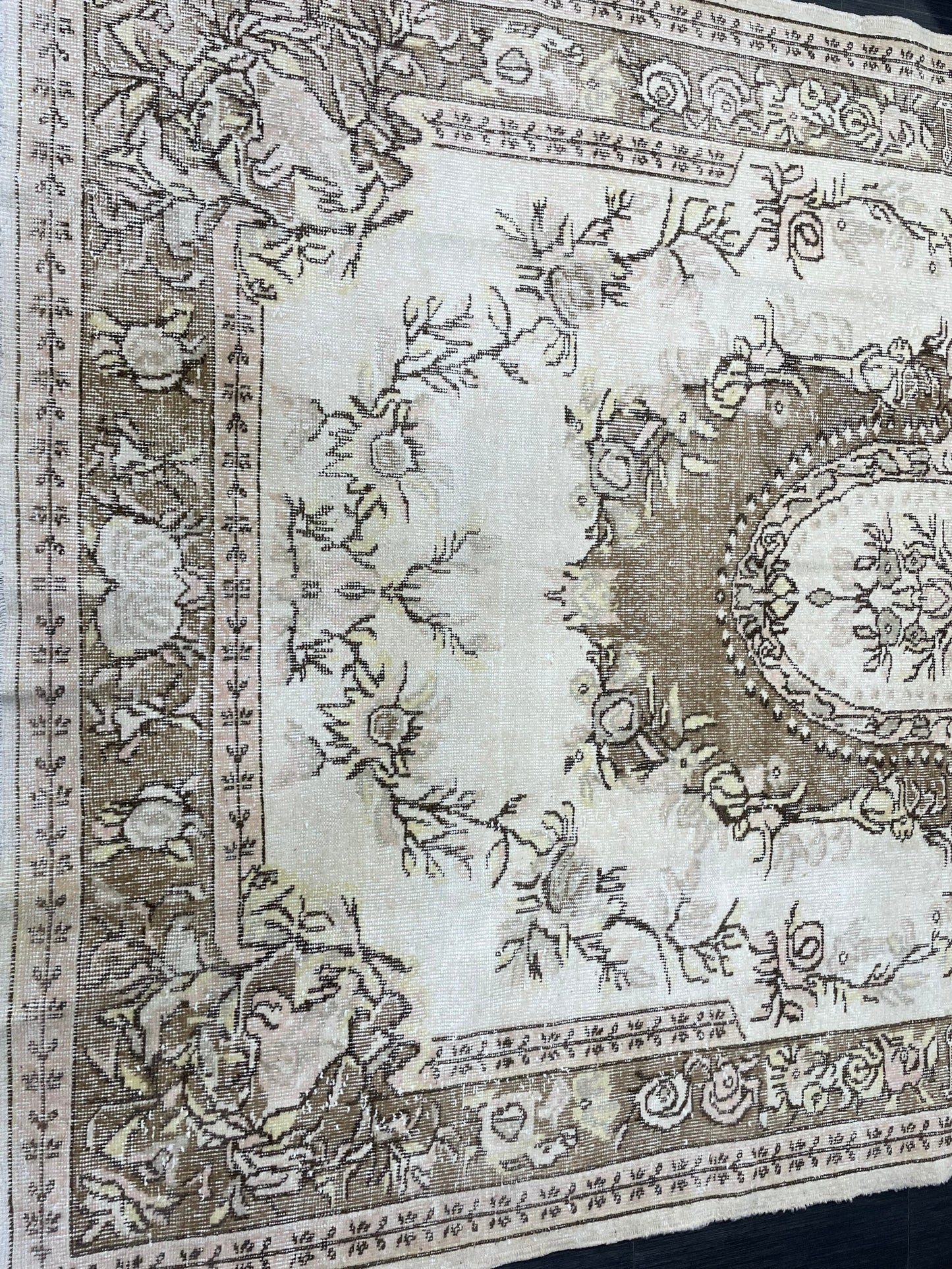 Antique Rug, Vintage 6.3 x 10 Rug, Turkish Wool Rug, Oushak Rug, Distressed Hand Knotted Rug, Persian Rug, Handmade Rug