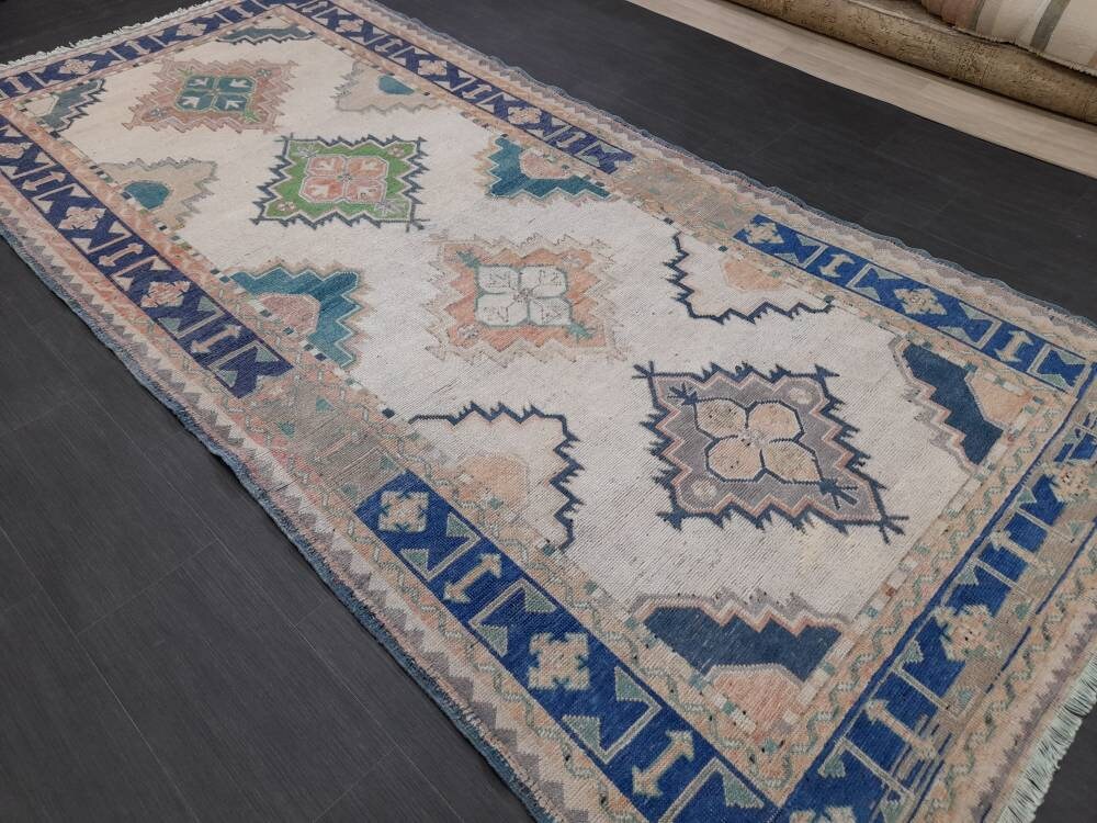 Muted Vintage Runner Rug 5 x 10.4 Turkish Runner Rug Handmade Runner Rug Hallway Runner Kitchen Runner Rug Wool Runner Rug Oriental Runner