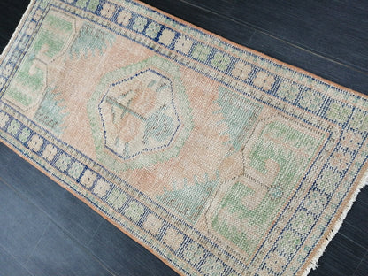 4.8 x 2.5 Muted Rugs, Distressed Hand Made Rug, Oushak Rug, Rustic Rug, Boho Rug, Turkish Rug, Farmhouse Rug, Vintage Rug, Wool rug