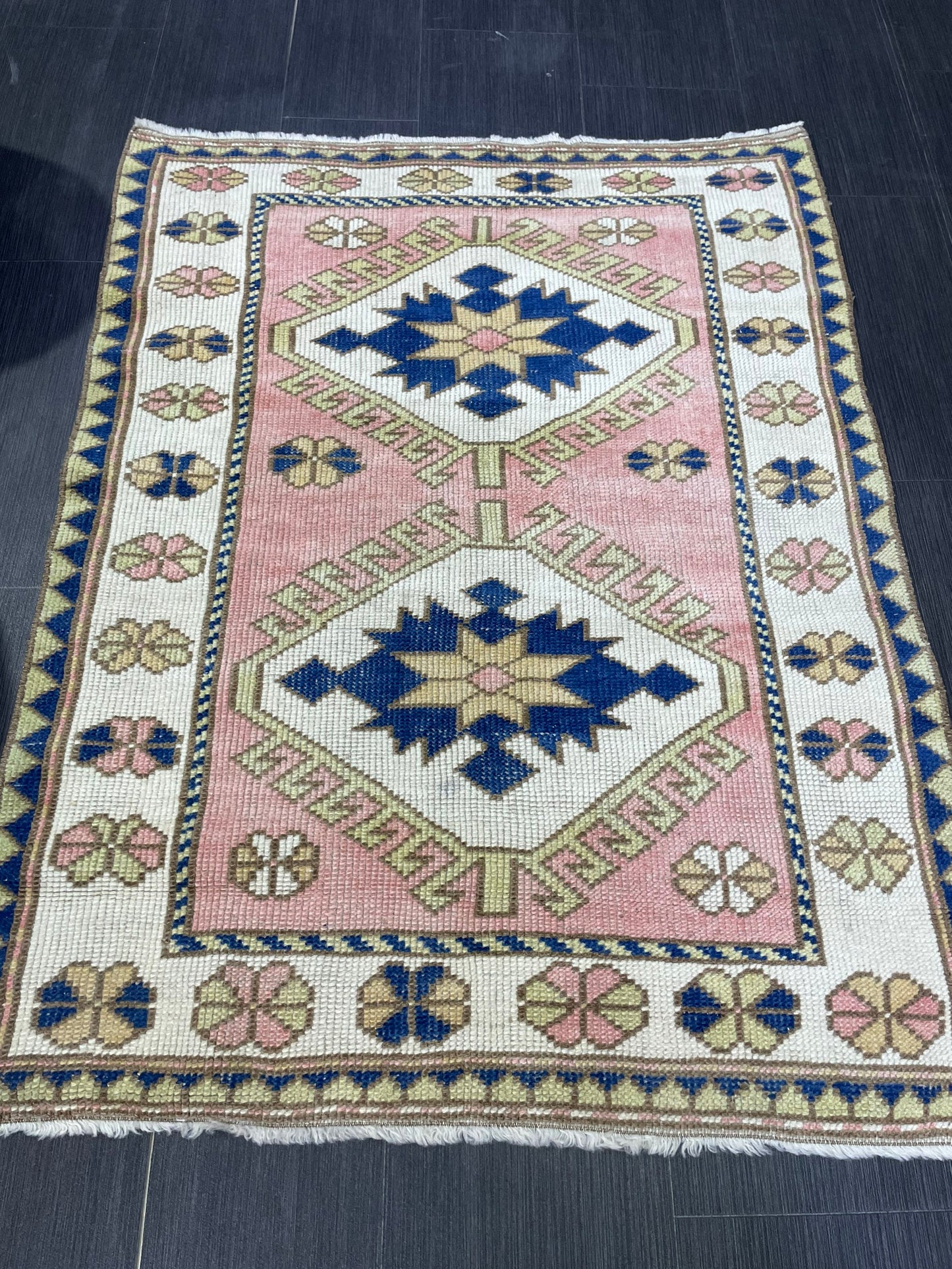 Handmade TURKISH Rug, Vintage Wool 3.3 x 4.4 Rug, Oushak Rug, Hand Knotted Rug, Anatolian Rug, Persian Rug,  100% Wool Rug,