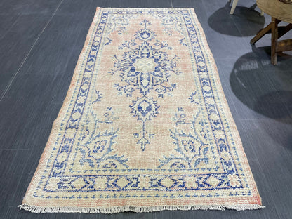 Antique Rug, Vintage 2.8 x 5.5 Rug, Turkish Wool Rug, Oushak Rug, Distressed Rug, Hand Knotted Rug, Persian Rug, Handmade Rug