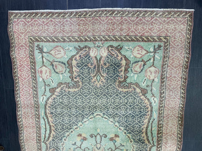 Persian RUG, Oushak 3.9 x 7 Rug, TURKISH Rug, Handknotted Rug, Oriental Rug, Vintage Rug, Handmade Rug, Antique Rug, woven rug.