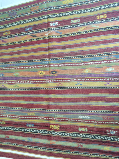 5 x 6 FLAT WOVEN Rugs, Hand Made Flatweave Rug, Oushak Rug, Rustic Rug, Bohemian Rug, Rug Runner, Turkish Rug, Farmhouse Rug, Vintage Rug