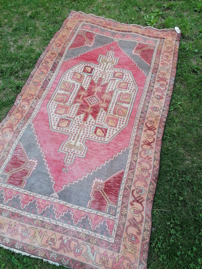 Vintage rug 4x7'5 oushak rug, kitchen rug, bohemian rug ,floor rug, handmade wool rug