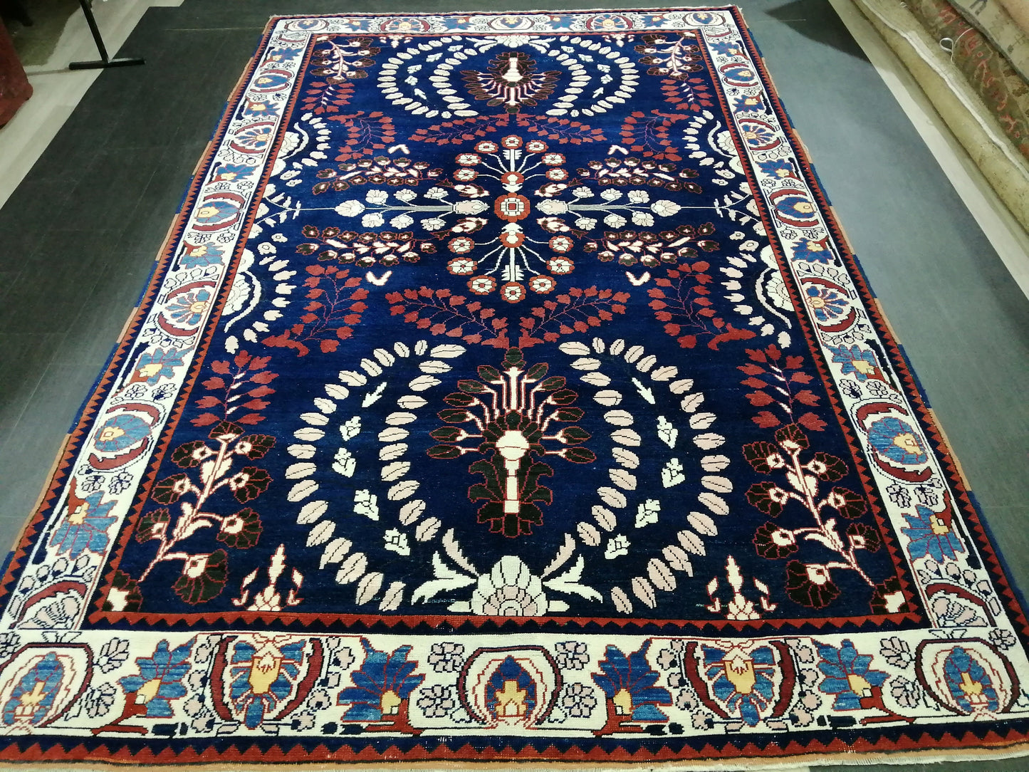 Oriental RUG 6.9 x 10.8 Oushak Rug  Blue Persian Rug Navy Vintage Rug Fine Oushak Rugs Antique Turkish Rug Muted Turkish room Rug 7x11 rug