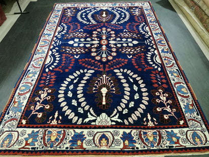 Oriental RUG 6.9 x 10.8 Oushak Rug  Blue Persian Rug Navy Vintage Rug Fine Oushak Rugs Antique Turkish Rug Muted Turkish room Rug 7x11 rug