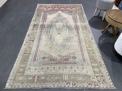 OUSHAK RUG, TURKISH 4.2 x 7.6 Rug, Vintage Rug, Vintage Oriental Rug, Wool Hand Knotted Rug, Handmade Rug, Antique Turkish Rug.