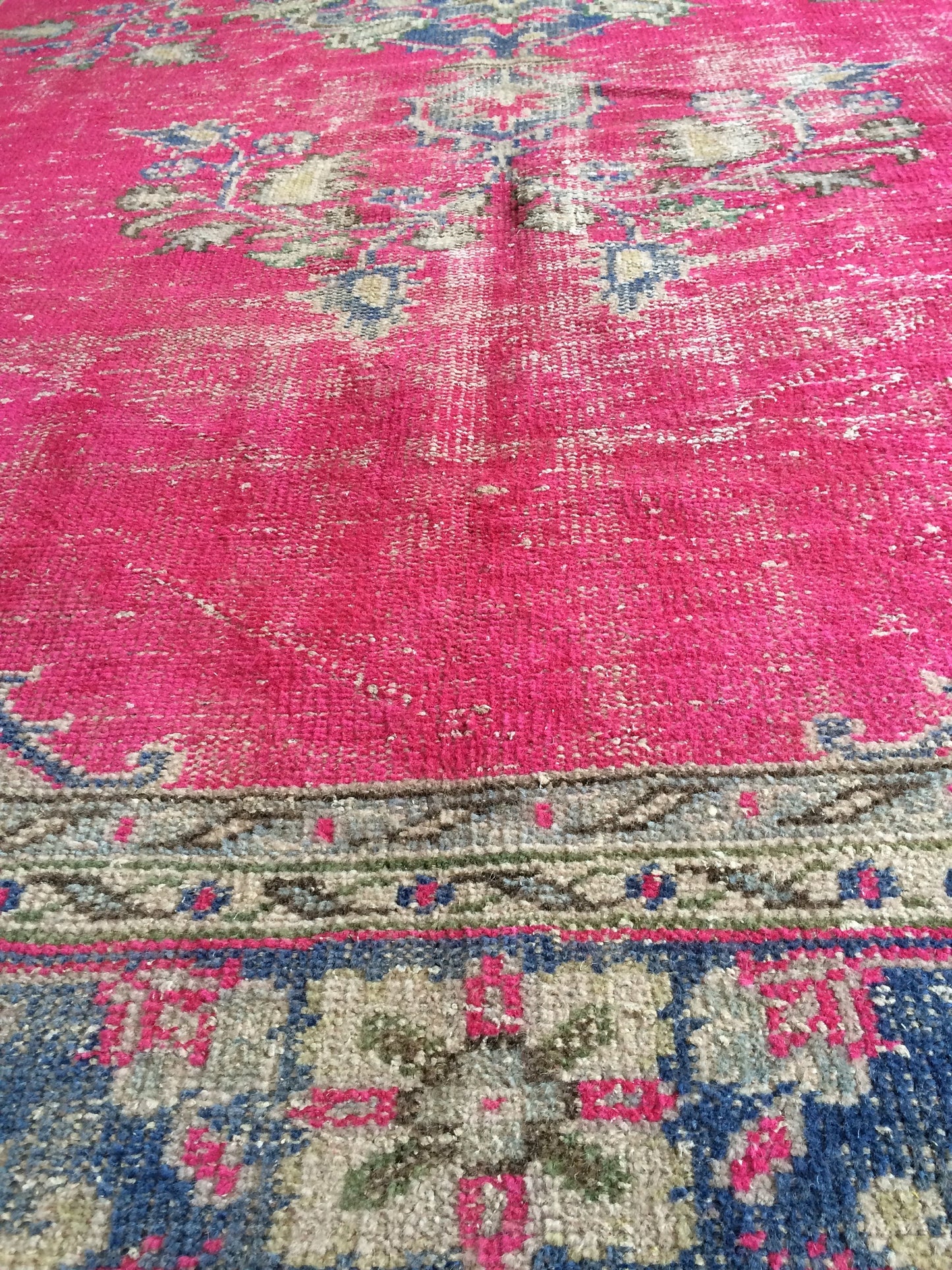 6.8 x 10 Turkish Rug, Oushak Rug, Handmade Rugs, Wool Vintage Hand Knotted Rug, Oriental Rugs, 7 by 10 Vintage Rug, hot pink, purple