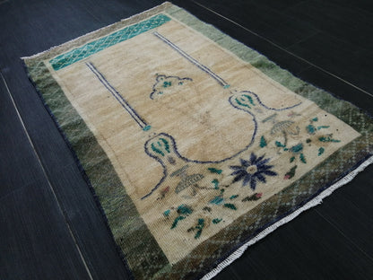3.9 x 2.5 Rugs, Hand Made Rug, Oushak Rug, Rustic Rug, Bohemian Rug, Rug Runner, Turkish Rug, Farmhouse Rug, Vintage Rug, Wool rug