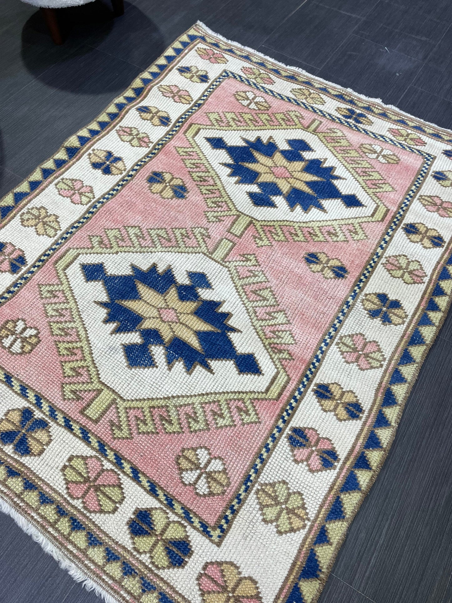 Handmade TURKISH Rug, Vintage Wool 3.3 x 4.4 Rug, Oushak Rug, Hand Knotted Rug, Anatolian Rug, Persian Rug,  100% Wool Rug,