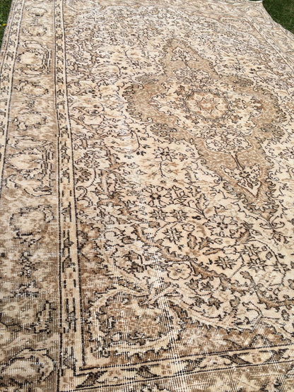 6.3 x 9.5 Vintage Oriental Large Area RUG, Turkish  Rugs, Vintage Rug, Living Room Rug, Muted Persian Rug Muted Oushak Rug, Hand Knotted Rug