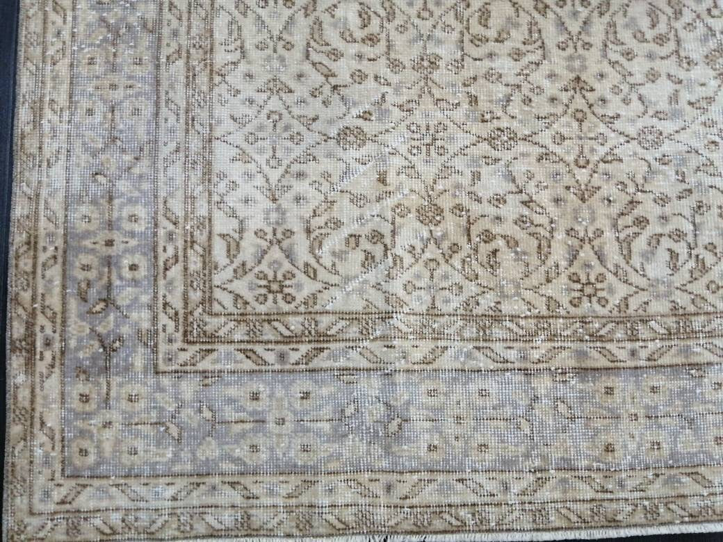 Muted Vintage Rug Neutral 6.5 x 10 Oushak  Rug Vintage  Rug Wool Oushak Rug Neutral Hand Made Rugs Vintage Turkish Rug 7x10