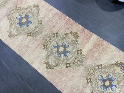 Muted Runner Rug, Turkish Runner 2.10 x 11.5 Rug, Vintage Runner Rug, Hallway Runner Rug, Hand Knotted Runner Rug, Wool Handmade Runner