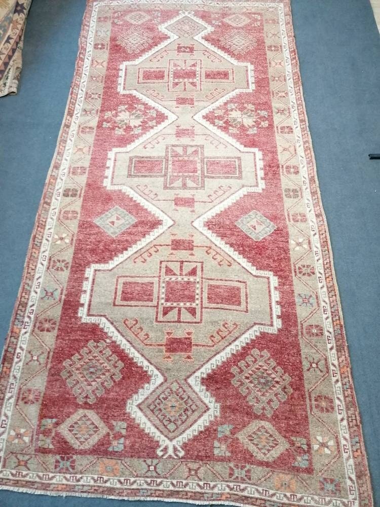 Oushak runner wool rug, long turkish runner 5'5x11'5 vintage handmade runner,hallway runner
