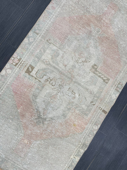 Muted Vintage Rug 2.5 x 5 Natural Wool Handmade Rug, Oushak Rug, Rustic Rug, Turkish Rug, Farmhouse Rug, Wool rug