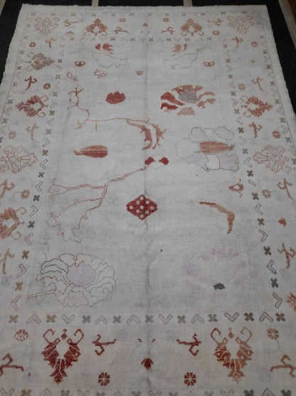 8.8 x 12.3 Muted Vintage OUSHAK RUG TURKISH Muted Oushak Rug Vintage Rug Wool Oushak 9x12 Rug Hand Made Rug Authentic Oushak Rug