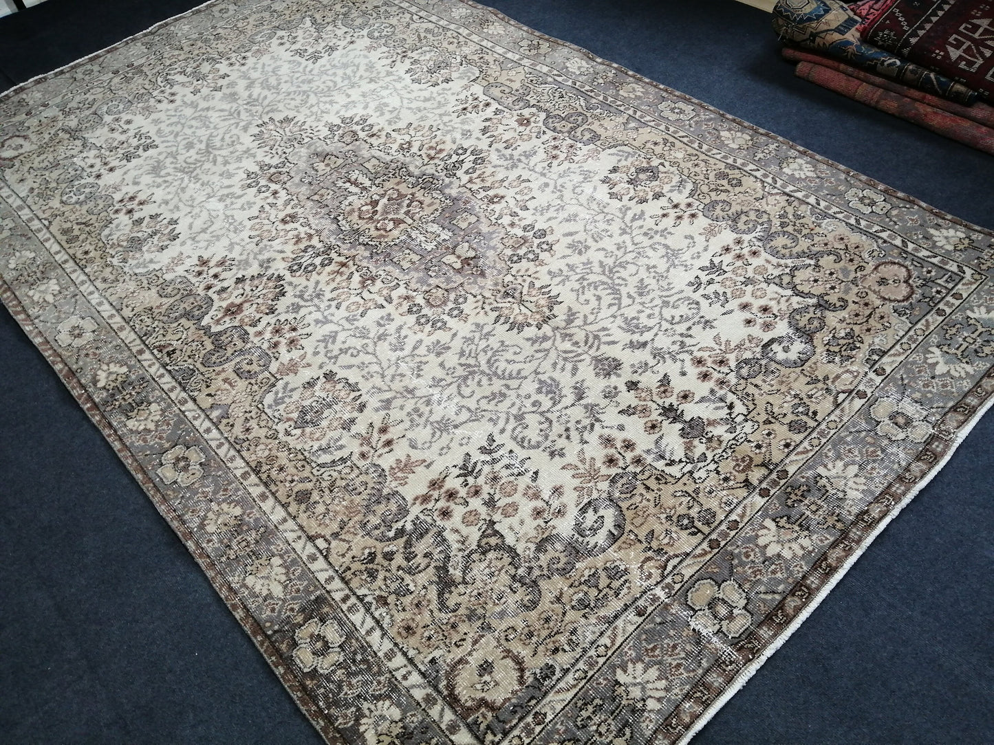 6.3 x 10 OUSHAK RUG TURKISH Oushak Rug Vintage Oushak Runner Rug Vintage Runner Rug Wool Oushak Rug Hand Made Rugs Vintage Turkish Rug