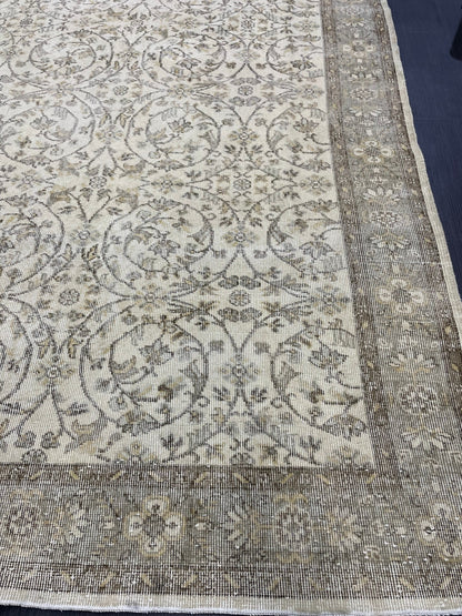 Vintage Rug 6.4 x 9.8 Handmade Oushak Rug Farmhouse Rug Wool Pile Rug Rustic Rug Wool Bohemian Rug Vintage Turkish Rug Natural Rug Muted Rug