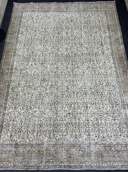 NEUTRAL Handmade Rug, NATURAL Vintage Turkish 8 x 11.3 Rug, Handmade Rugs, Oushak Rug, Turkish Oushak Rug, Hand Knotted Rug Distressed Rug